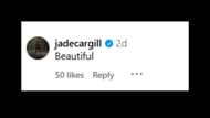 Screenshot of Jade Cargill's comment. (Image credits: Saraya Instagram)